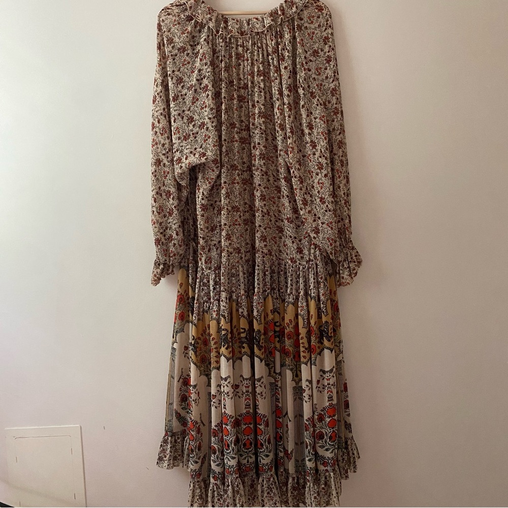 Free People Feeling Groovy Border Print Floral Bohemian Maxi Dress Medium - Picture 7 of 7